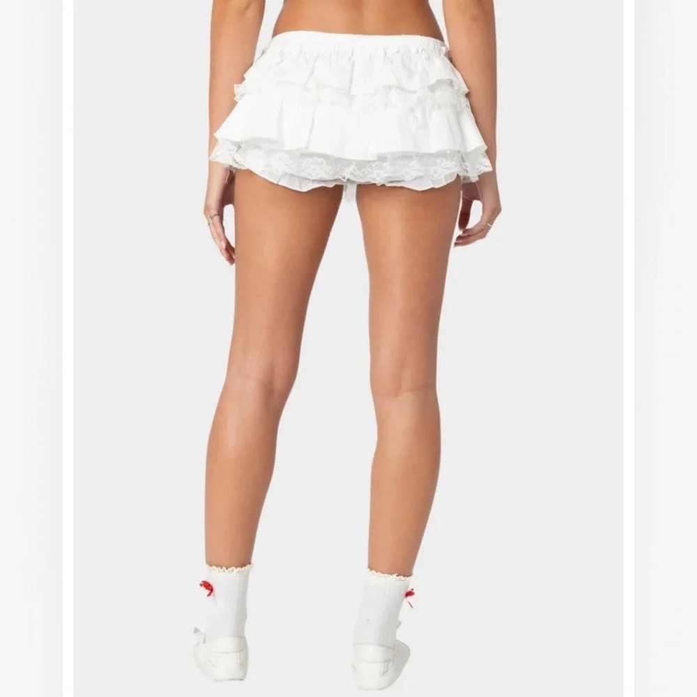 White Ruffled Mini Skort - Picture 4 of 4